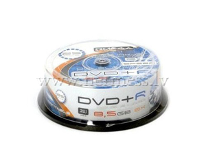 Diski DVD+R DL 8.5Gb, apdrukjami, Cakebox 25gab.